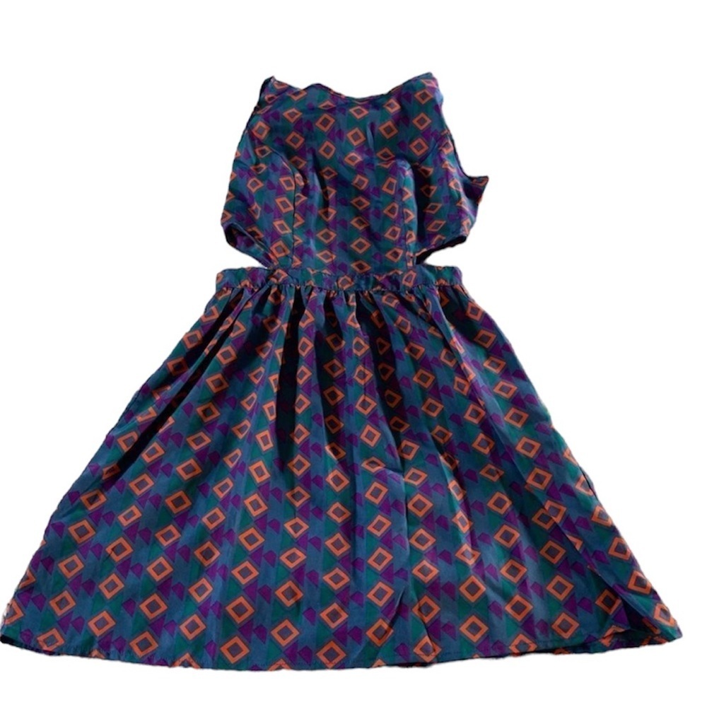 One Clothing cut out dress blue orange purple geometrical size small